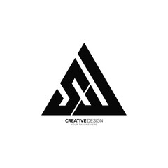 Letter Sw or Ws triangle unique shape modern monogram logo