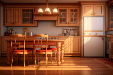 photo of unique kitchen interior - obrazy, fototapety, plakaty