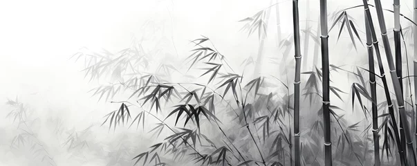 Fotobehang bamboos are drawn to look like a painting Generative Ai © SKIMP Art