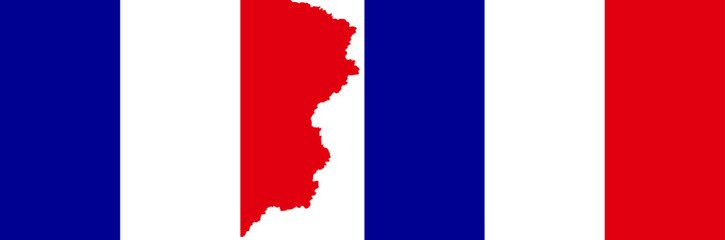 French flags vector. Standard flag and with torn edges