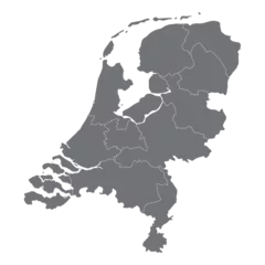 Fotobehang Netherlands map. Map of holland in administrative regions grey color © Supatra