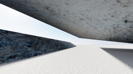 Abstract architecture background geometric stone wall 3d render