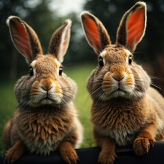 funny rabbits making selfie 