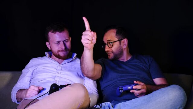 man playing game with jostick