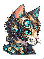 Futuristic Sci-Fi Fusion: Cyberpunk Cat Art.