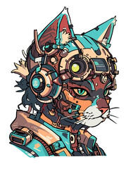 Futuristic Sci-Fi Fusion: Cyberpunk Cat Art.