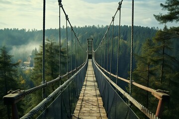panoramic view from a beautyful forest suspension - obrazy, fototapety, plakaty