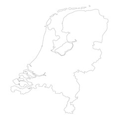 Netherlands map. Map of Holland in high details on white color
