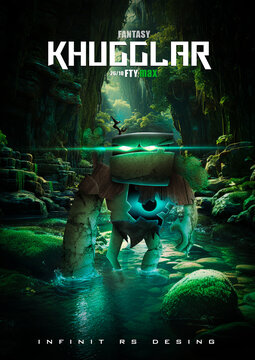 POSTER PERSONAJE EN JUNGLA VERDE FICTICIO Y FANTACIOSO