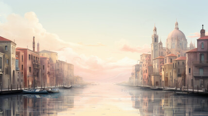 A Venice illustration in colorful watercolors. - obrazy, fototapety, plakaty