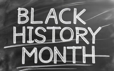 Obraz premium Black history month poster with text in pan-African flag colors. Chalk board