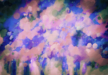 Impressionistic, Spirited, Vibrant & Uplifting Spring & Summer Trees - Purple, Pink, Lavender, Blue, Green -Digital Painting, Illustration, Art, Artwork, Background, Backdrop, Wallpaper,