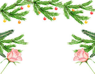 New year watercolor arrangements hand drawn. The watercolor style will perfectly match your design.