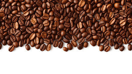 Fototapeta premium Panoramic coffee beans pouring, png, wide, copy space