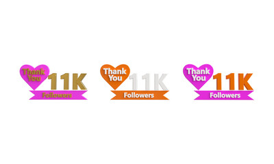 11K followers banner 3D design. thank you for 1K followers. 3D rendering.
