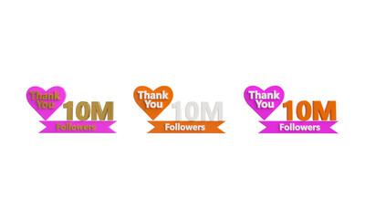 10M followers banner 3D design. thank you for 1K followers. 3D rendering.
