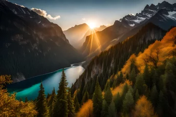 Zelfklevend Fotobehang Breathtaking nature photos capturing the world's beauty, a collection of diverse landscapes, from snow-capped mountains to tropical beaches © malik