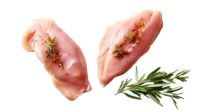 Pechuga de pollo cruda aislada sobre fondo transparente.