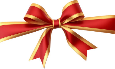 red and gold ribbon on transparent or white background