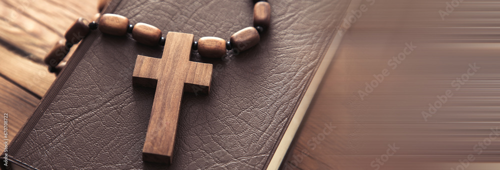 Wall mural wooden cross on the holy bible - Wall murals