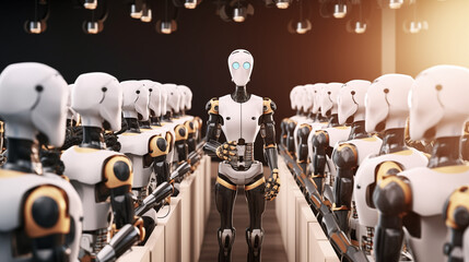AI Artificial Intelligence robot army in future - obrazy, fototapety, plakaty