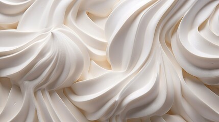  a close up view of a white whipped cream textured with icing on a sheet of white icing.  generative ai - obrazy, fototapety, plakaty
