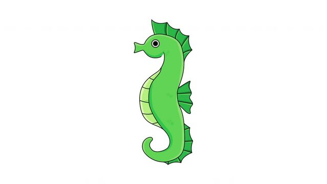 Animation forms a seahorse icon on a white background
