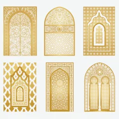 Fotobehang Arabic golden vector arches bundle. Arabian ornament. Doors & windows templates for design © ataly123