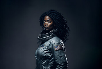 Portrait of a black woman astronaut