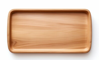 Wooden Tray Board on White Background. Generative ai