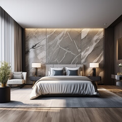 lifestyle photo shot, luxury hotel room mockup, in modern style, 3d render. AI generated.