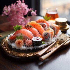 sushi with salmon ai generated