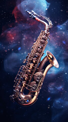 Fototapeta na wymiar saxophone in the space