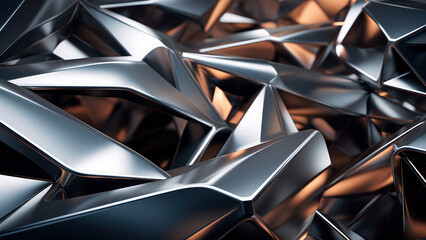 Shapes of aluminium in layers and 3d with little shining effects, metallic modern abstract design backgorund texture