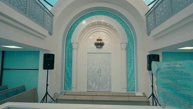 The interior of a synagogue at noon. High quality FullHD footage