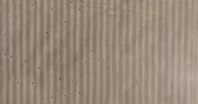 Aerial Top View Shot Of Hay Bales In Farm On Sunny Day, Drone Flying Over Rural Landscape - Otago, New Zealand