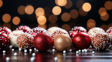 piernikowe ozdoby świąt bożego narodzenia jako karta na życzenia świąteczne i noworoczne.