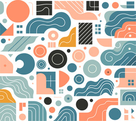 vector illustration in flat linear style complex abstract background with different shapes modern trendy style
