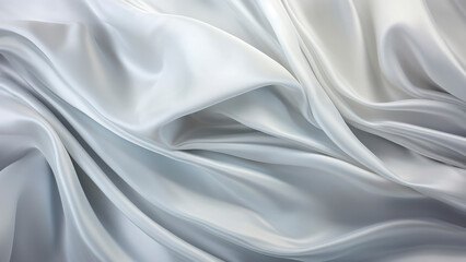 Obraz premium Silver soft silk or satin laying in waves and curves in 3d, luxury smooth elegant textile background texture