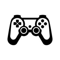 Black joystick icon for console playing. For computer video games, virtual reality, computer competition, game concept, hobby. Joystick logo. Vector illustration isolated on white background