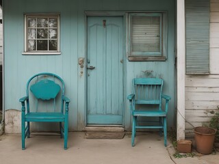 Fototapeta na wymiar Old wooden chair in the garden. Generative Ai