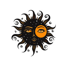 sun and moon vector art design vector svg