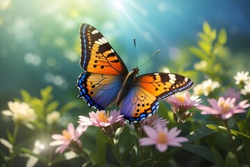 Obraz premium butterfly on flower generative ai 