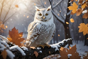 White owl in forest generative ai 