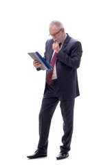 Old businessman isolated on white