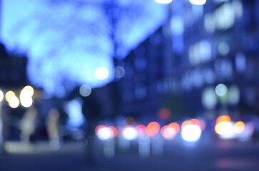 Fototapeta na wymiar Blurred view of night city street 