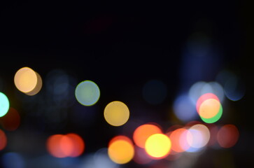Blurred view of night city street 