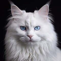 White cat portrait concept. Generated AI