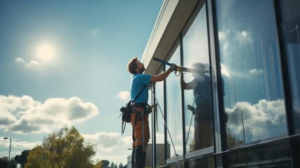 cleaning the window ai generated