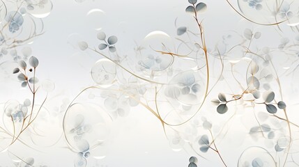  a close up of a bunch of flowers on a white background with a blurry image of leaves and flowers.  generative ai